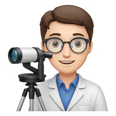 happy scientist observing with a telescope sticker