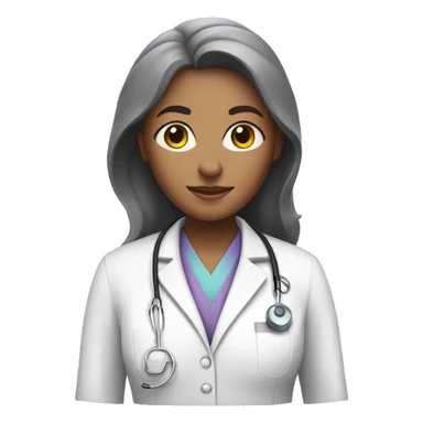Female doctor with a light purple scrub sticker