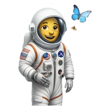 Astronaut holding a butterfly sticker