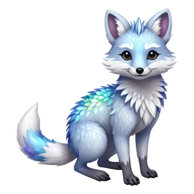 Planted Flossy Floral Icy Snowy Glacial Sparkle colorful iridescent white Fox-Numbat-Sergal-Lykoi-hybrid-fusion-animal-creature sticker