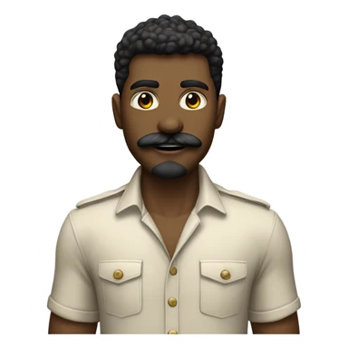 Homem jovem de bigode fino com camisa preta e calça bege clara  sticker