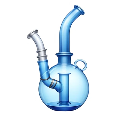glass water pipe emoji style, transparent blue glass sticker