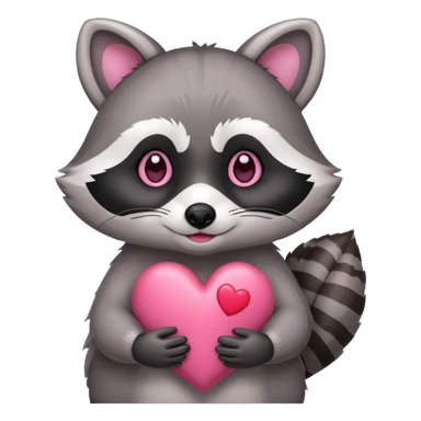 Raccoon with  heart sticker