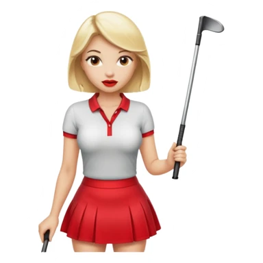 Sexy blond female. Red lips. Big boobs. Short skirt. Playing golf sticker