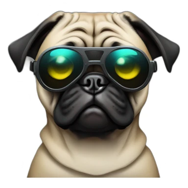 pug with black sunglasses and wearing a cyberpunk suit sticker