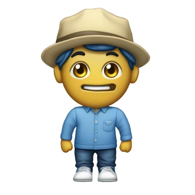 hormiga con unifrome de camisa blanca gorra azul y zapatos comodos con un celular en la sticker