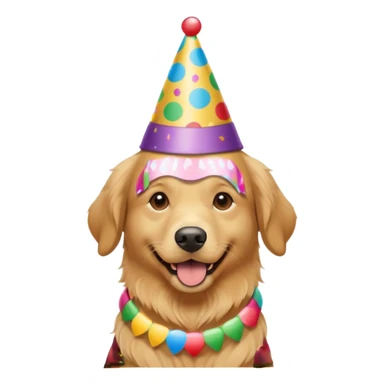 golden retriever at a birthday party sticker