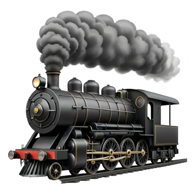 an old-fashion steam train seen head-on as it moves down the tracks sticker