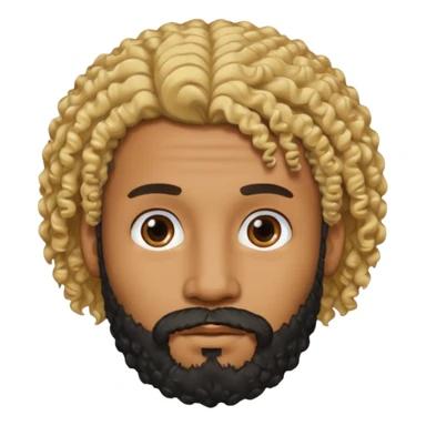 Black man with curly blonde hair and a black beard sticker