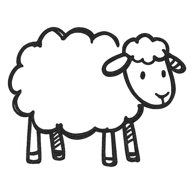 a sheep, hand drawn outline icon style sticker