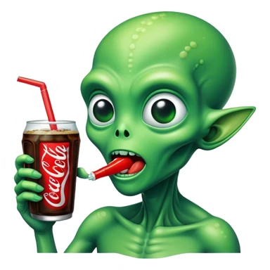 alien enjoying a cold Coke sticker