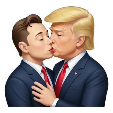 Donald trump kissing Elon musk  sticker
