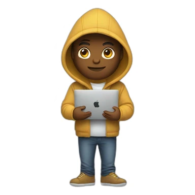 Developer with hoodie and a macbook sticker