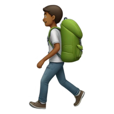 a person with a backpack on, he is walking and backwards sticker