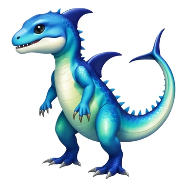 white blacks colorful gradient shiny glossy Fakémon-Digimon-orca-reptile-dragon-lizard-creature-hybrid (full body) sticker