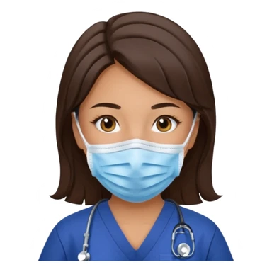 Surgical Face mask on a brunette girl in navy blue scrubs  sticker
