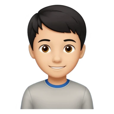 An Emoji of boy age in 10 with short black hair, who can be described by three words: perfectionist, air, ocean sticker