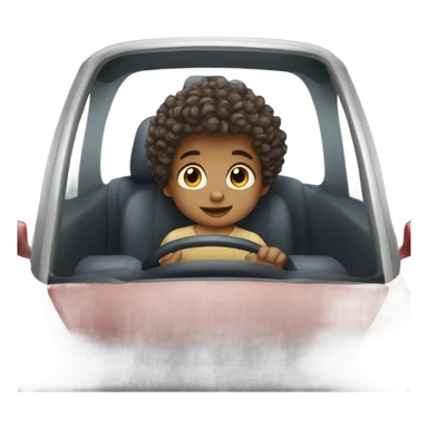 Baby boy with curly hair driving a car  sticker
