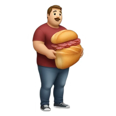 guy overweight with bread and salami sticker