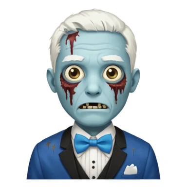 zombie, white hair waiter with blue bow tie sticker