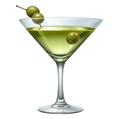 martini with 3 green khaki olives. liquid should be a bit more of a clear color. fancy  sticker