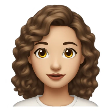 create an emoji of myself 30 year old female half asian brown hair and hazel eyes collar bone length loose curls hair with little gold earrings middle part sticker