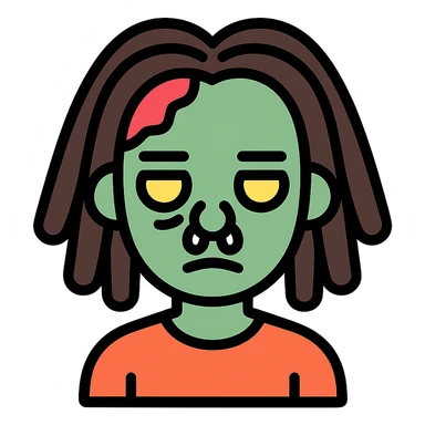 zombie with dreadlocks and a septum piercing sticker