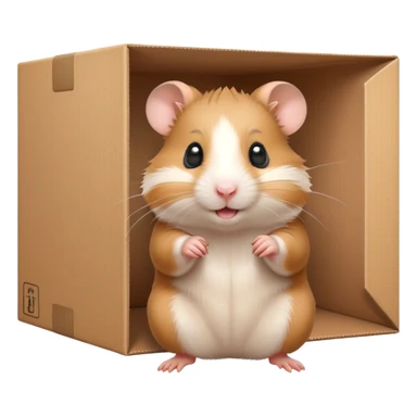  A very cute young  hamster  with one's head tilted to one side poked its paws out of the cardboard big box and placed them on top of it sticker