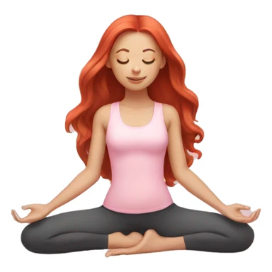girl with long red hair in a baby pink outfit doing yoga sticker