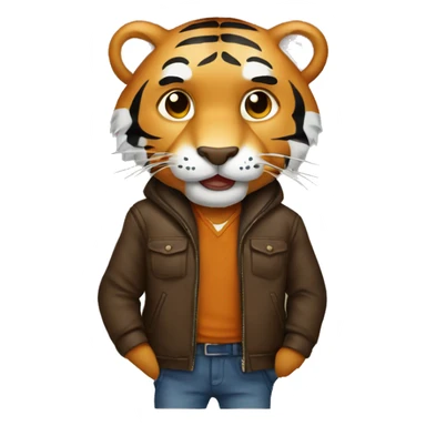 Tiger with brown jacket sticker