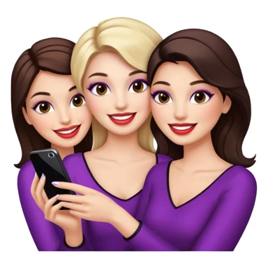 Glam girls in a group of 3 friends , taking a selfie  sticker