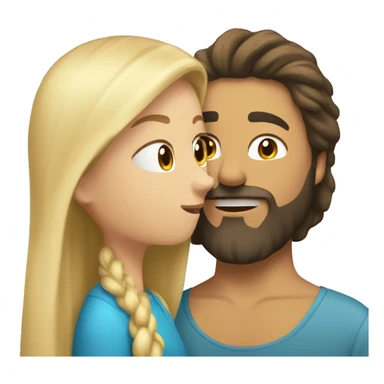 Brunette guy with beard kissing blond girl with long hair sticker