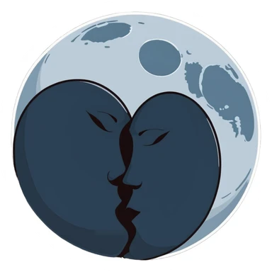 full moon kissing dark moon sticker