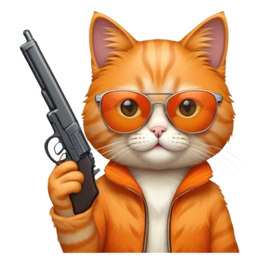 Cat wearing sunglasses and holding gun  sticker