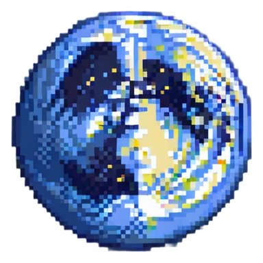 pixel art full moon, retro style, warm muted colors, subtle grain, nostalgic aesthetic sticker