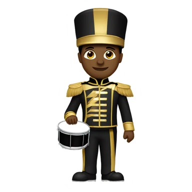 A marching band drummer in a black and gold uniform  sticker