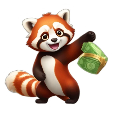 red panda holds the prize sticker