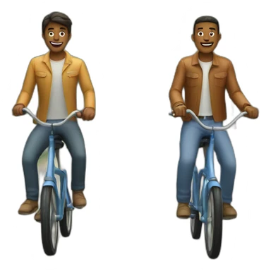 two men riding on two bikes next to eachother sticker