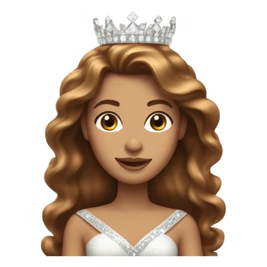 White pageant queen with long brown hair with crown  sticker