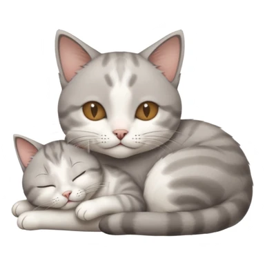 grey and white small cat with its eyes closed lying down leaning on his elbow with his paw curled under his head holding it up sticker