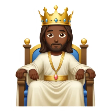 Dark skin Jesus on his heavenly Throne with just a Gold crown sticker