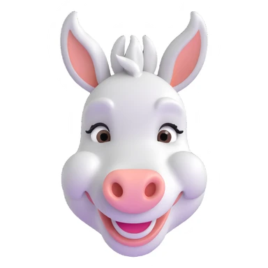 white donkey face with a big smile, clear and expressive sticker