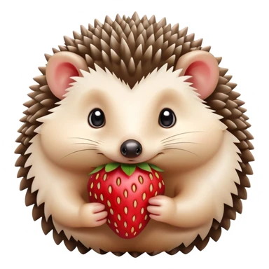 Cute hedgehog with a strawberry sticker