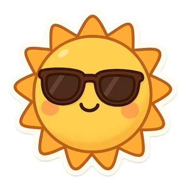 smiling sun with sunglasses sticker