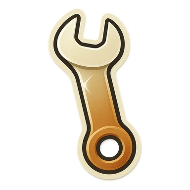 make me a white colour or brown wrench with white outline sticker