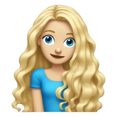 Blonde girl with really long hair with blue eyes on piano sticker