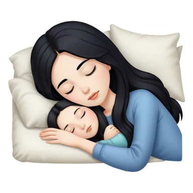 pale girl with long black hair sleeping  sticker