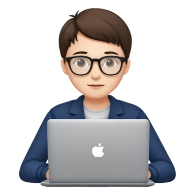 un estudiante con lentes y su laptop sticker