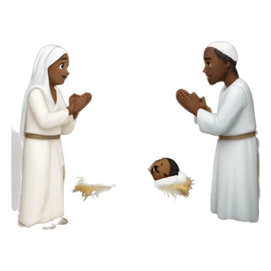 nativity scene  with white people sticker