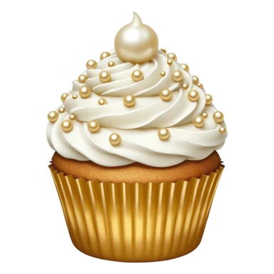 cupcake with white frosting and gold pearls sticker